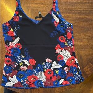 White House Black Market reversible Floral Sleeveless Top - Black and Red.
